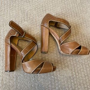 Gently worn, BCBG strappy block heel sandals